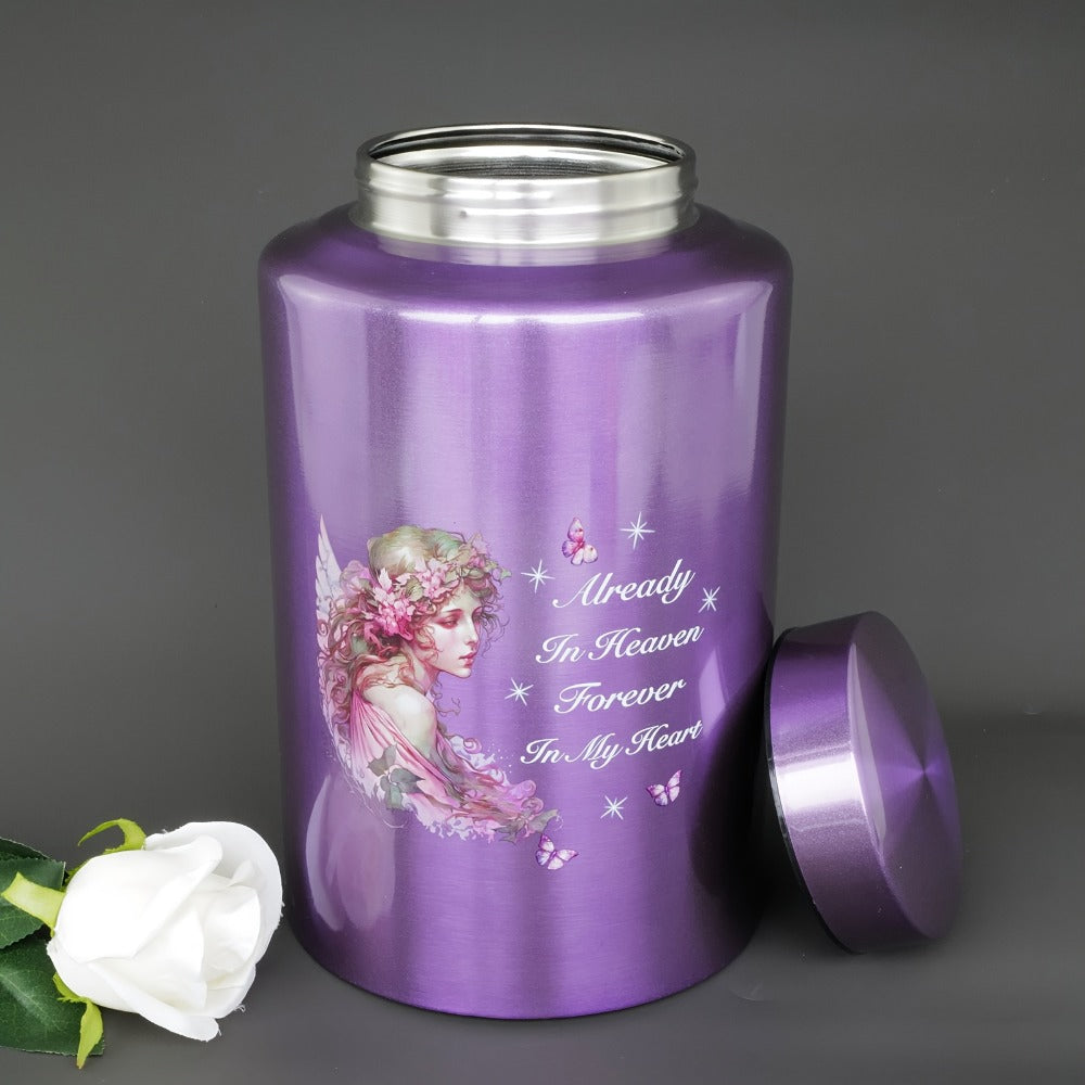 Cremation Urns for Human Ashes Large, Stainless Steel Memorial Urn Holds, Decorative Butterfly Cardinal Fairy Design