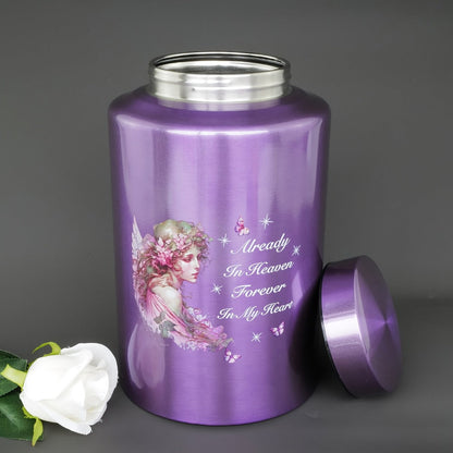 Cremation Urns for Human Ashes Large, Stainless Steel Memorial Urn Holds, Decorative Butterfly Cardinal Fairy Design