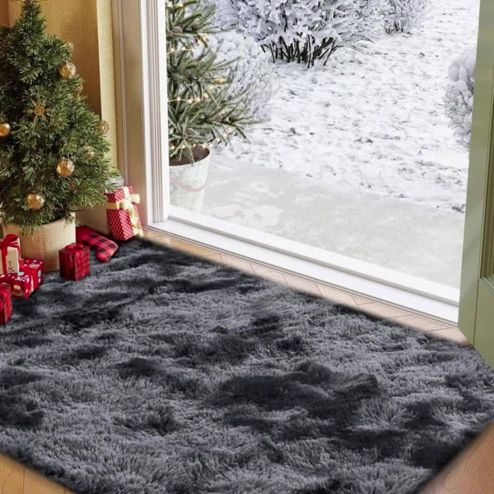 Area Rug Tie-Dye Polyester Plush Mat in Four Colors and Two Machine-Washable Sizes for Indoor Rooms