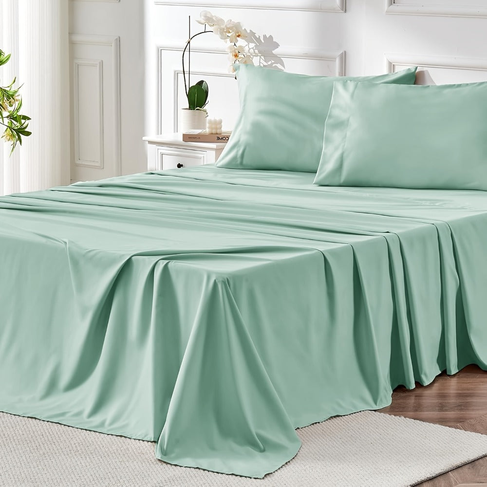 Bed Sheet Set Microfiber with Size-Dependent 3- or 4-Piece Contents, Four Bed Sizes and Eleven Colors