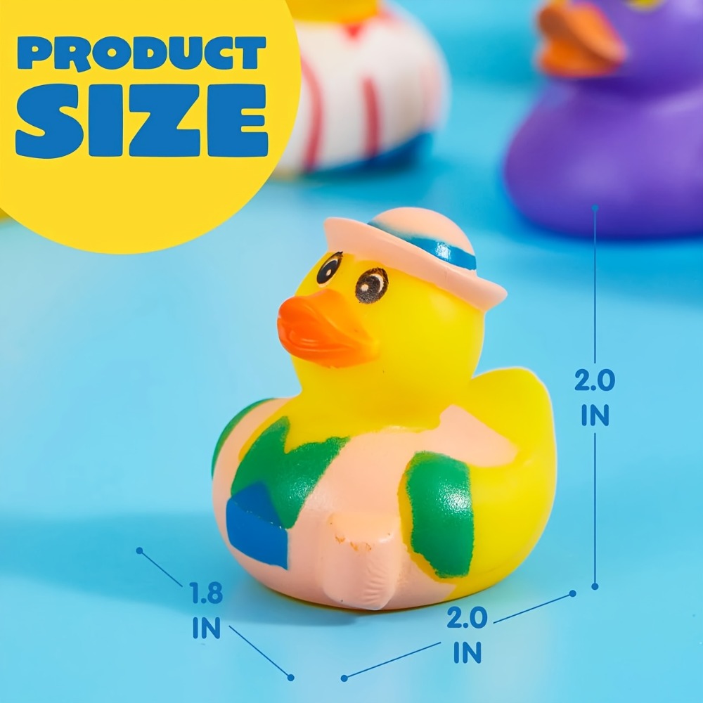 30-Piece Mini Duck Bath Toy Assortment with 2-Inch Character Designs and Mesh Storage Bag Pictured