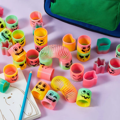 Rainbow Mini Spring Coil Party Favors 60pcs Bulk, Fidget Stress Toys for Kids, Goodie Bag Stuffers