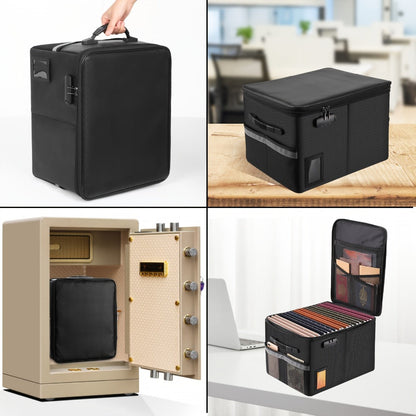 Fireproof File Box with Combination Lock - Collapsible Fireproof Document Organizer Filing for Entryways, Bedrooms and Living Spaces