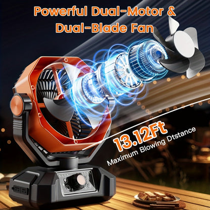 20000mAh-Label Dual-Motor Camping Fan with Eight Speeds, Remote and Three Color Options Pictured