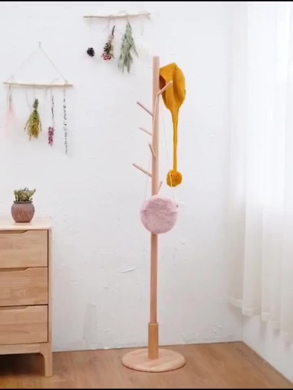 Coat Rack Freestanding Floor Standing - Vertical Clothes Hanger Stand for Bedroom Entryway Living Room Hallway