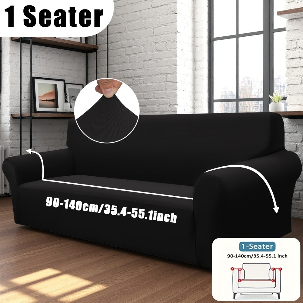 Sofa Cover Solid-Color Fitted Slipcover Options for 1, 2, 3 or 4-Seater Sofas and Separate Pillowcase