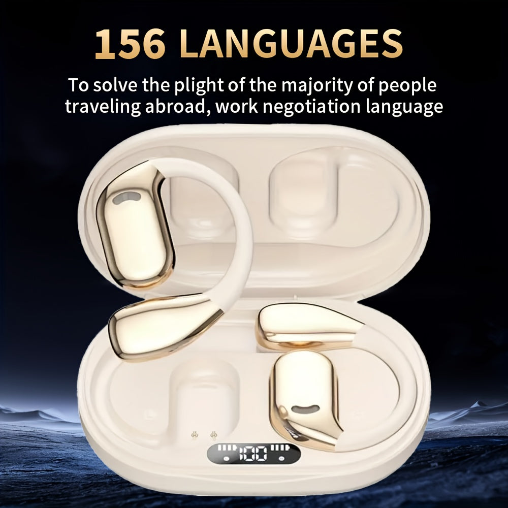 Open-Ear Translation Earphones with Charging Display Case and Black, Beige, Blue or Green Options