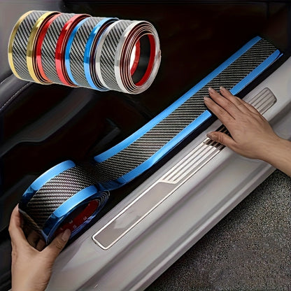 Car Door Guard Scratch Protector 2pcs Carbon Fiber Design – Anti-Scratch Strip for Rearview Mirror & Bumper, Universal Fit in Blue Red Gray