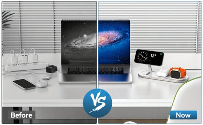 Wireless Charging Station, Foldable 3-in-1 15W Pad for iPhone, Samsung Galaxy, Apple Watch and AirPods Models