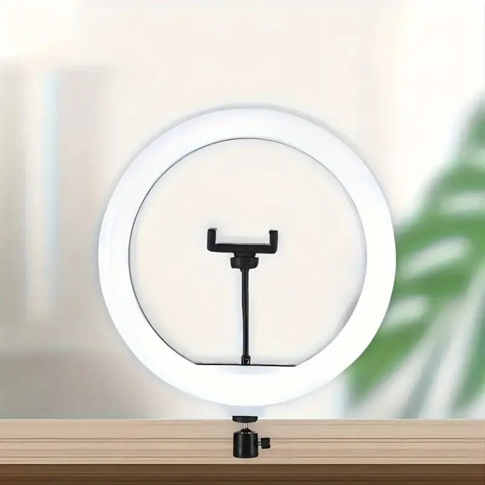 12-Inch USB Ring Light with Retractable Floor Tripod, Dual Phone Clips and Three-Color or RGB Options