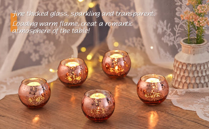 Round Glass Votive Candle Holder Sets in Gold, Pink, Silver or Green with 6-, 12- or 24-Piece Options