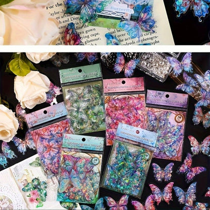 3D Butterfly Stickers 120pcs Holographic Glitter Resin Clear Aesthetic Decal Pack for an Everyday Personal Care Routine