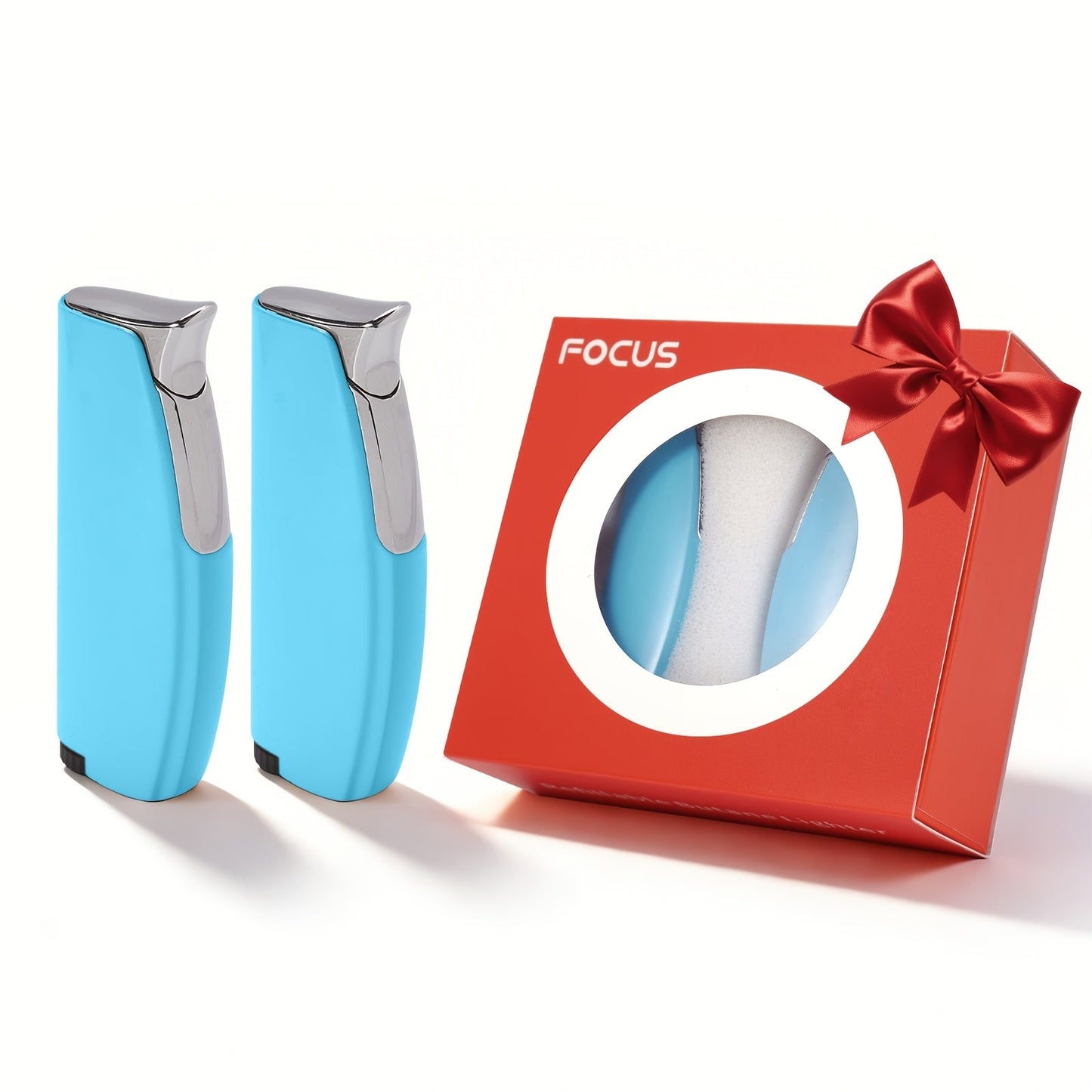 Windproof Lighter 2-Pack, Slim Portable Pocket Lighter with Mirror Finish, Refillable Butane Flame
