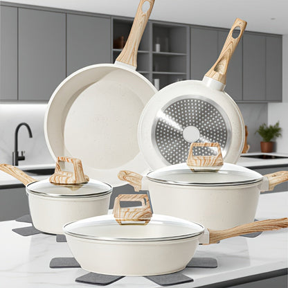 Pots and Pans Set 12-Piece Non-Stick Kitchen Cookware – Complete Cooking Set with Frying Pan | Durable Even-Heating Non-Stick Coating |