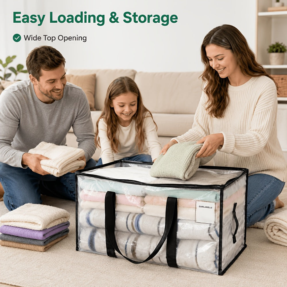 Moving Bags Set of 6, Oversized Storage Totes with Reinforced Handles & Snap-Close Lid, Space Saver Bags for Clothes