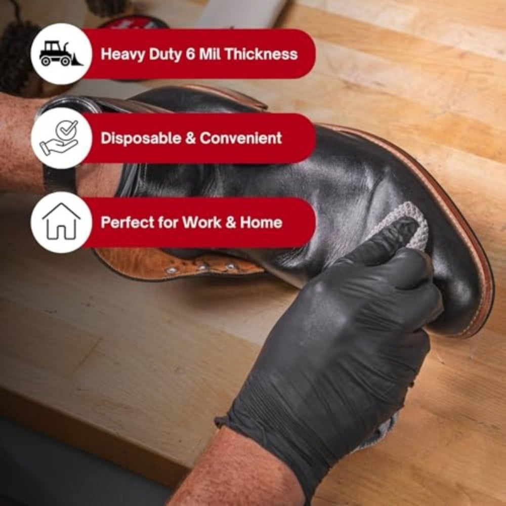 Nitrile Disposable Gloves 200 Count, Black Latex-Free Powder-Free Exam Gloves, Touchscreen Compatible