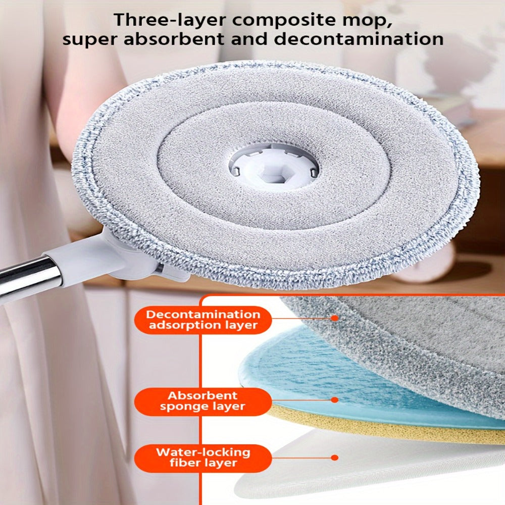 Spin Mop and Bucket Set with Wringer, Joybos Hands-Free Self-Wringing Rotating Floor Mop, Sewage Separation Design, 3 Mop Head Types