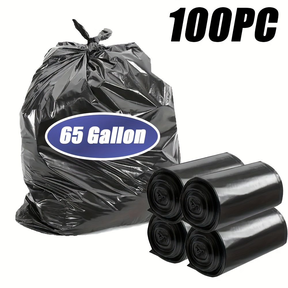 65 Gallon Large Black Garbage Bags Leak Proof Trash Bags for Kitchen Outdoor Garden Yard Waste Industrial Business 25 Pack 100 Pack