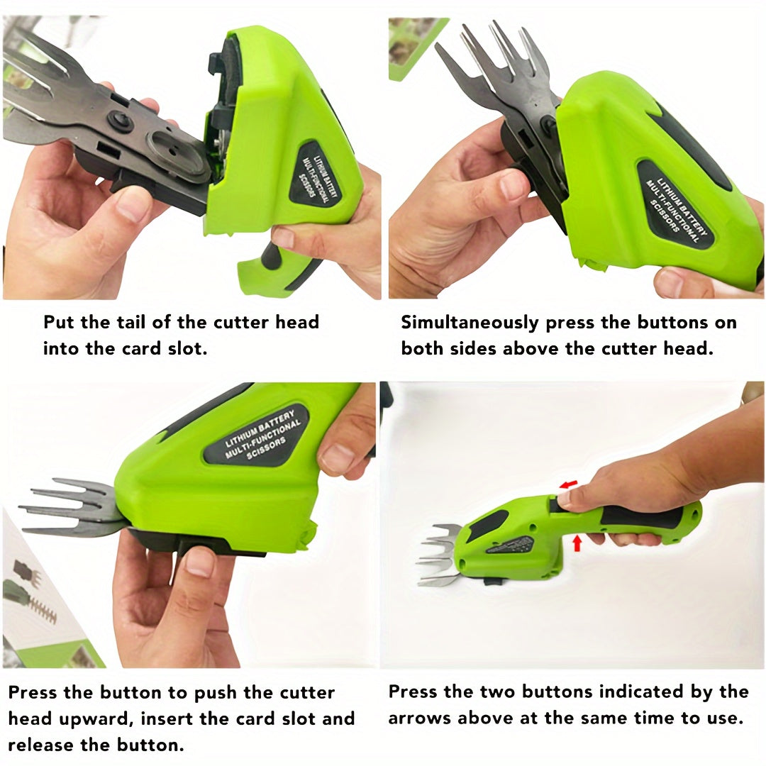 Cordless Hedge Trimmer 2-in-1, USB-C Rechargeable Electric Grass Shear with Interchangeable Blades