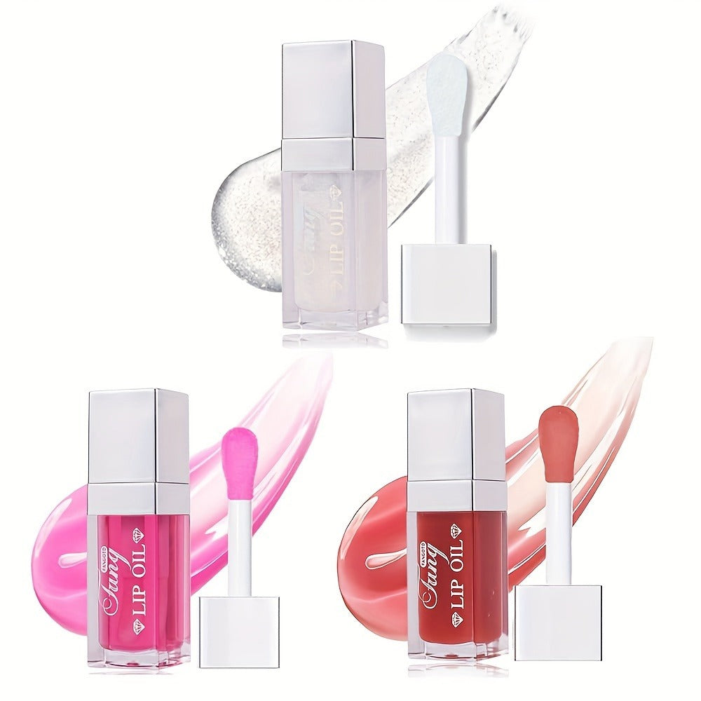 Plumping Lip Gloss Oil Set 3pcs 6pcs Transparent Glow Lip Plumper – High-Shine Glossy Finish in Berry Coral Pink Red