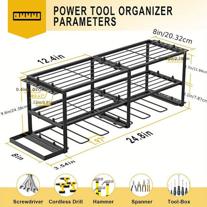 Power Drill Holder Wall Mount, Tool Storage Rack with 3/4 Layer Floating Shelf, Cordless Drill Organizer