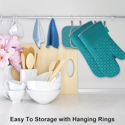 Oven Mitts and Pot Holders Set 6 Piece Heat Resistant Kitchen Gloves Cooking Mitts with Potholder