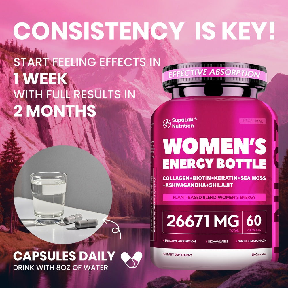 Sea Moss & Ashwagandha Women's Energy Supplement 20-in-1 with Shilajit - Hormonal Balance, Focus