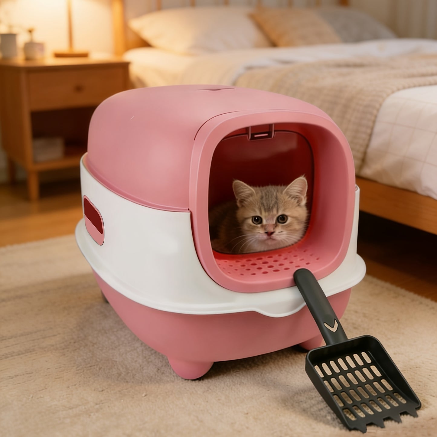 Hooded Cat Litter Box 5 Colors – Fully Enclosed Spill-Proof Design with Scoop Included | Easy to Assemble