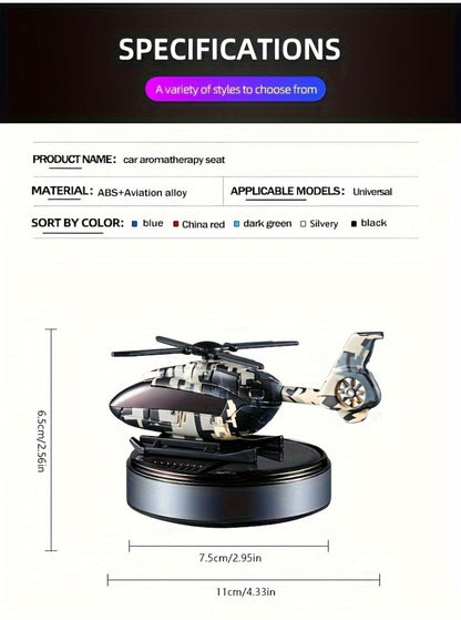 Car Air Freshener Solar Helicopter Dashboard Diffuser with Refillable Chamber and Three Color Options