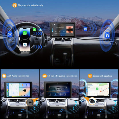 Portable Car GPS Navigation 8" – Wireless CarPlay & Android Auto, HD Touchscreen, Magnetic Mount, Mirror Link, FM Radio, AUX/USB/TF