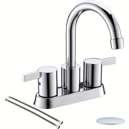 4-Inch Centerset Bathroom Faucet with Dual Handles, Swivel Spout and Single or Two-Piece Finish Options