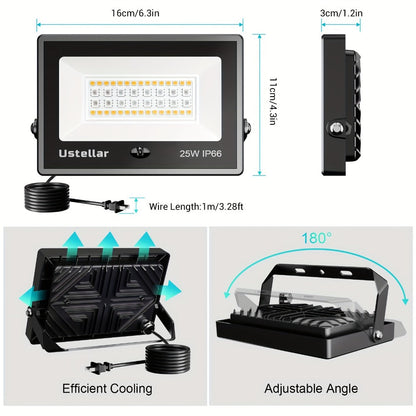 RGB LED Flood Light 25W Outdoor Color Changing - 1000 DIY Colors, 44-Key Remote, Strobe & Fade Modes