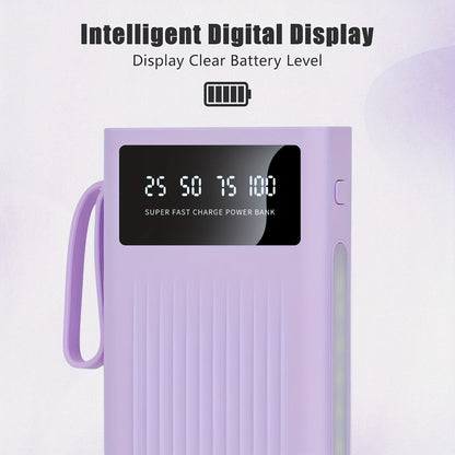 Power Bank for Camping, 10000-30000mAh with 15W Charging, Four-in-One Cable and Four-Mode Camping Light
