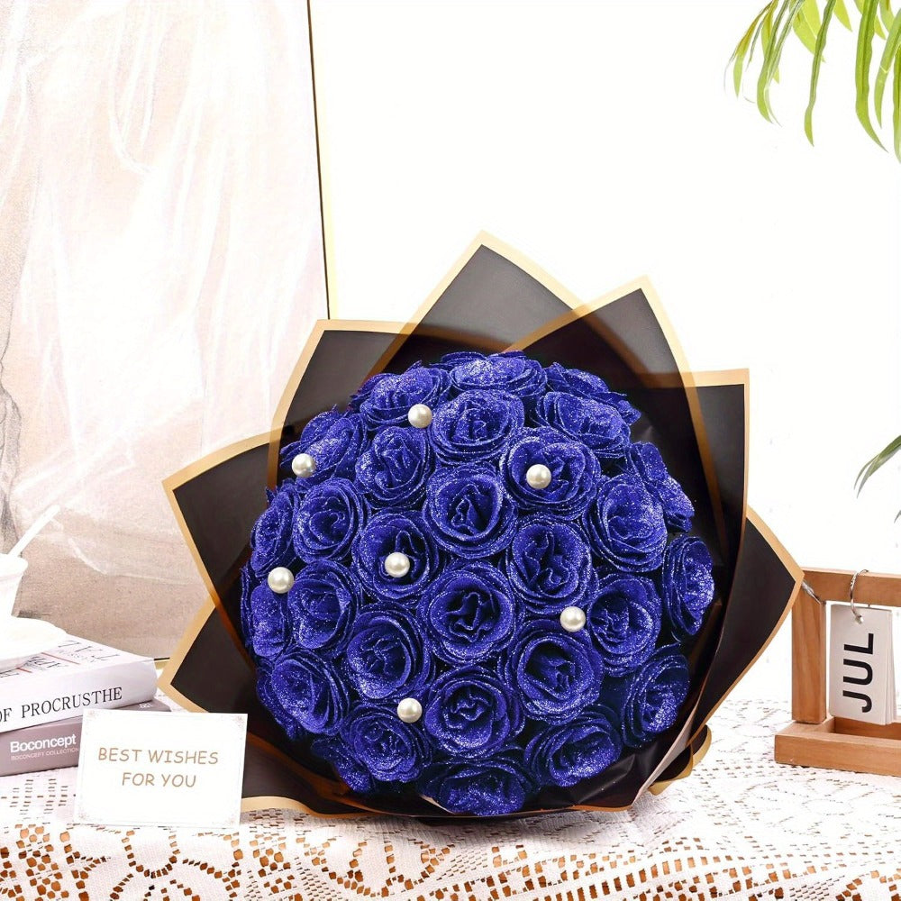 Artificial Flowers Flash-Shine Rose Bouquet in 24 or 36-Piece Sets across Five Color Options