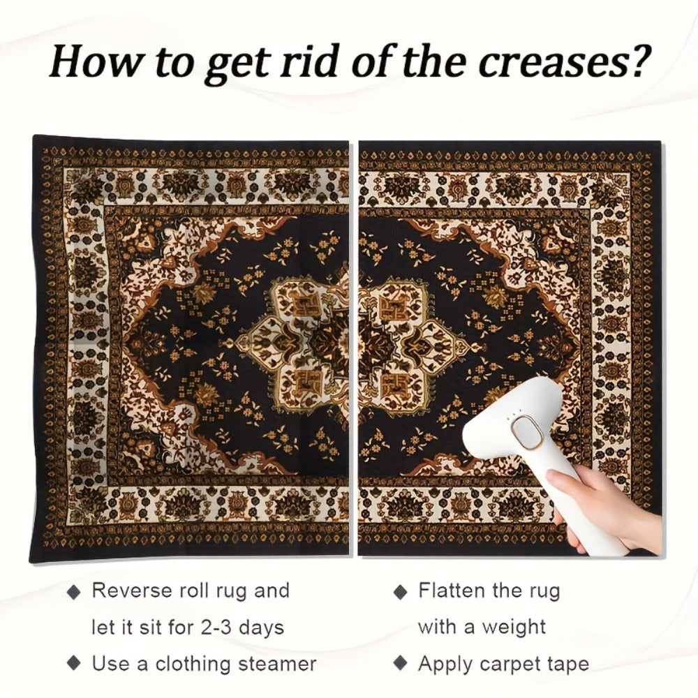Bohemian Round Rug Large – Soft Non-Slip Machine Washable Vintage Area Rug for Living Room Bedroom Floor Decor