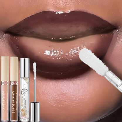 Three-Tube Lip Makeup Set with Clear Silver-Cap Tube and Coordinated Color Pair in Set A, B or C
