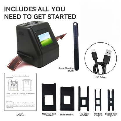 Film Scanner 10MP Negative & Slide Scanner, Converts 35mm/110/Super 8 Film to Digital JPEG, 2.0" LCD Screen