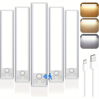 Rechargeable Under Cabinet Lights Wireless, 68 LED Motion Sensor Cabinet Light with 3 Color Temps & 2000mAh Battery