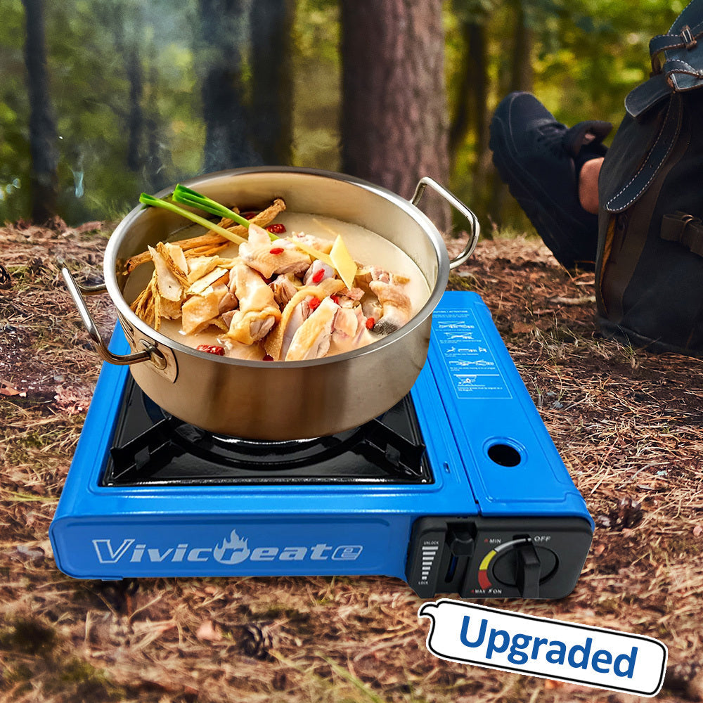 Portable Butane Camping Stove Single Burner – Compact Gas Cooker with Carrying Bag for Outdoor Cooking, Camping, Hiking, Fishing