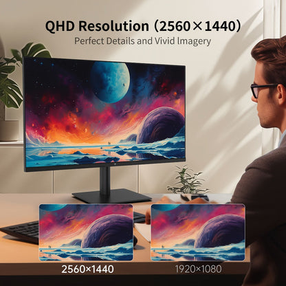 27-Inch QHD 100Hz Computer Monitor 2560x1440 IPS Display, AMD FreeSync, Ultra-Thin Bezel, HDMI DisplayPort