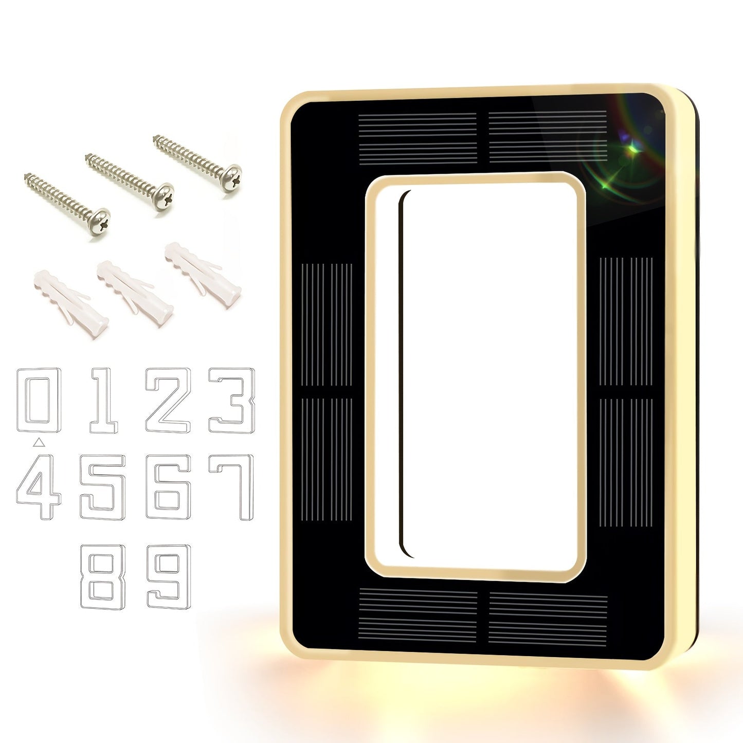 LED Solar House Number Light 6.7 Inch Wall Mounted, Smart Sensor Illuminated Address Number for Home Decor