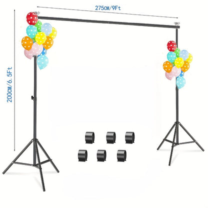 Backdrop Stand 9 x 6.5-Foot Adjustable Tripod Frame with Interlocking Crossbars and Backdrop Clips
