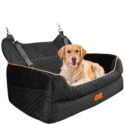 Dog Car Booster Seat with Thick Cushion | Cozy Removable Washable Pet Car Bed for Medium & Large Dogs, Elevated Back Seat Travel Cushion
