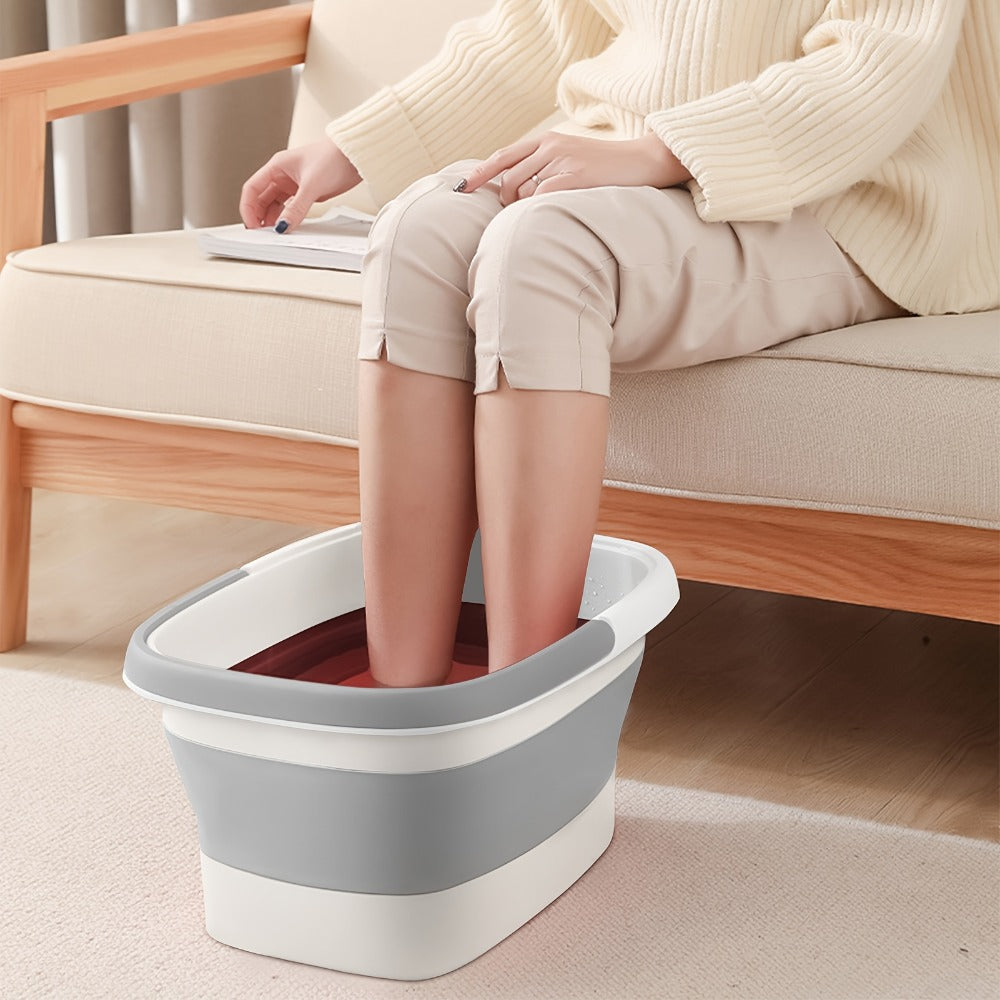 Large Collapsible Foot Soak Tub 15L 4 Gallon Foot Bath Basin Massage Acupoints Handles Foldable Multifunction Plastic Bucket Pedicure Bowl