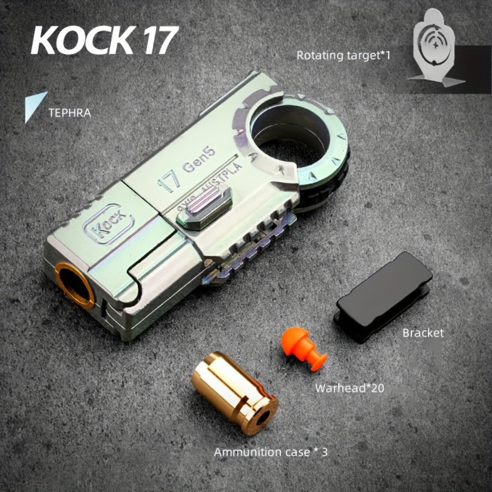 Alloy Finger Pistol Fidget Toy, One-Touch Cartridge Ejecting Stress Desk Toy, Cool EDC Novelty Gift for Adults Men Teens