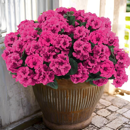 Artificial Flowers 13.77-Inch Geranium, Rose, Marigold or Hydrangea Styles in 8 and 16-Piece Options