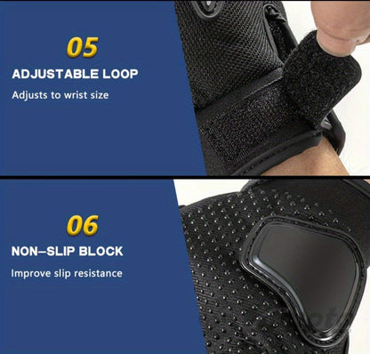 Full-Finger Motorcycle Gloves with Segmented Knuckle Shell, Wrist Tabs, Black or Red in M to XL