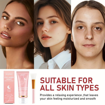 Face Mask, ROZINO Collagen Night Wrapping Formula, 75g or 2.645oz Tube with Application Brush