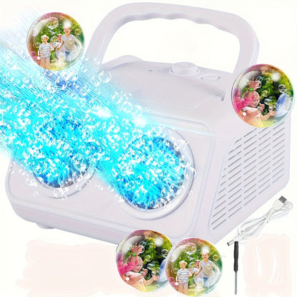 Automatic Bubble Machine with 2 Fans, 20000+ Bubbles Per Minute – Electric Bubble Blower for Kids, Battery Powered