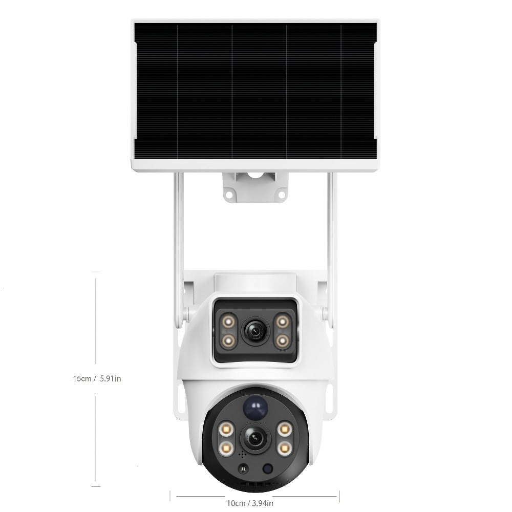 8MP 4G LTE Solar Security Camera Dual Lens PTZ 360°, No WiFi Needed, SIM Card Included, PIR Motion Detection